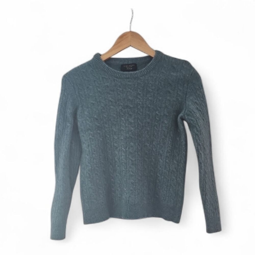 Club Room 100% Cashmere Sweater Women’s XS Blue Minimalist Crewneck Quiet Luxury